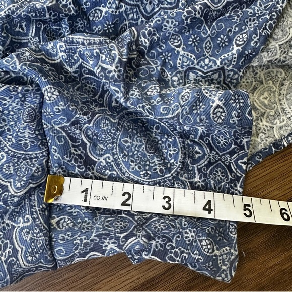 Torrid Challis Off The Shoulder Romper Size 2 2X 18-20 Blue Medallion Stretch - Picture 4 of 11